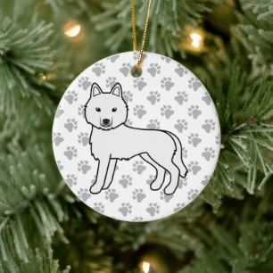 Décoration En Céramique Husky Sibérien Blanc Chien de Dessin Animé Mignon
