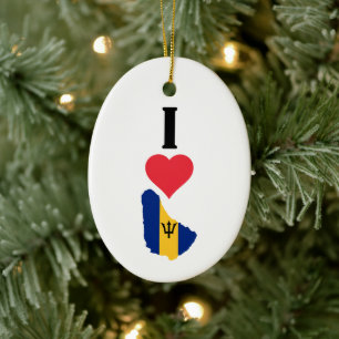 Décoration En Céramique I Love Barbados Vertical I Heart Country Drapeau C