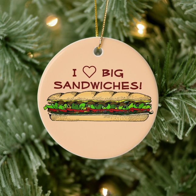 Décoration En Céramique I Love Big Sandwiches Hoagie (Arbre)