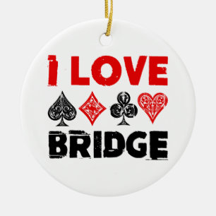 Décoration En Céramique I Love Bridge Card Joueur passionné