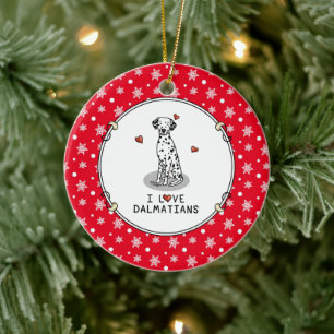 Décoration En Céramique I Love Dalmatians (noir 1) Coeurs mignons