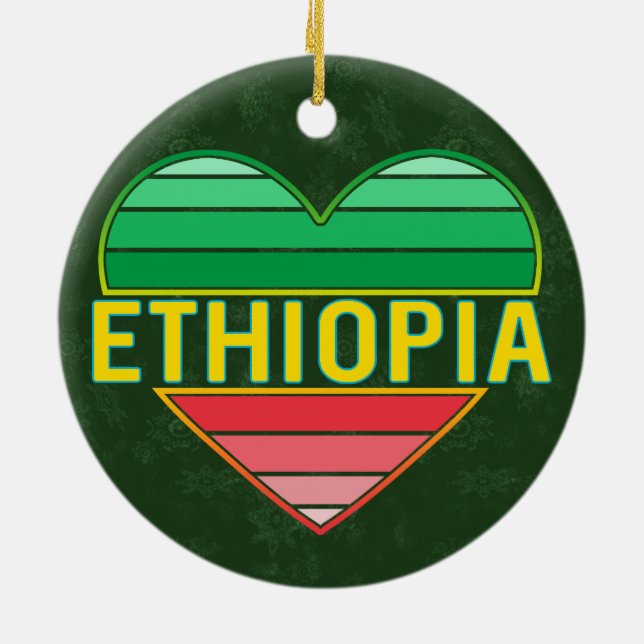 Décoration En Céramique I Love Ethiopia, Ethiopian Heart (Dos)
