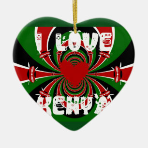 Décoration En Céramique I Love Heart Kenya : Dynamic Flag Art