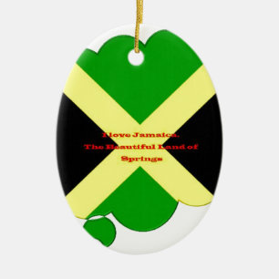 Décoration En Céramique I Love Jamaica Text on Flag Art Print