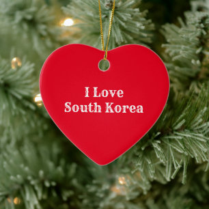 Décoration En Céramique I love South Korea Christmas Ornament