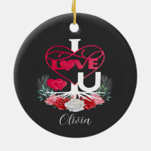 Décoration En Céramique I LOVE U 2sides Personnalisé couleur foncée Orneme