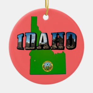 Décoration En Céramique Idaho Carte, sceau et texte de l'image