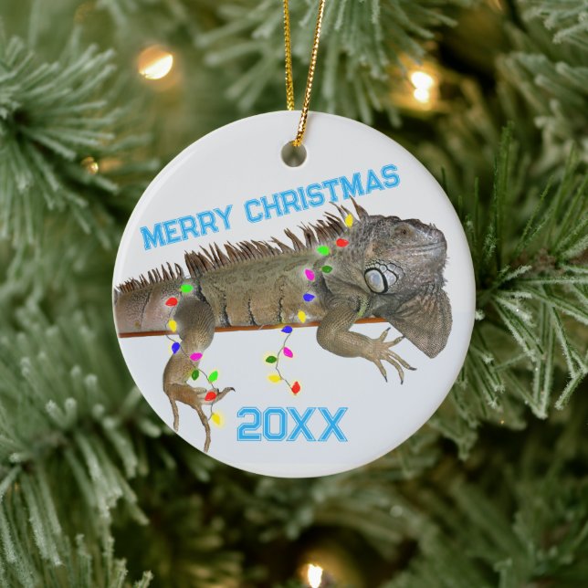 Décoration En Céramique Iguana Noël Modèle photo Animaux exotiques (Arbre)
