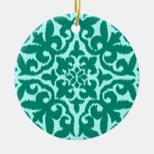 Décoration En Céramique Ikat damask pattern - Turquoise et Aqua