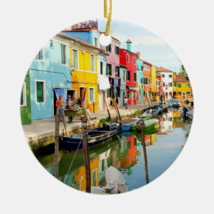 Décoration En Céramique Île de Burano près de Venise, Maisons Arc en Ciel