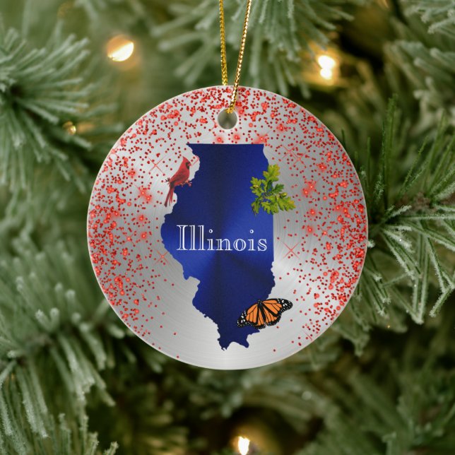 Décoration En Céramique Illinois Blue Cardinal Monarch Oak Leaf (Arbre)