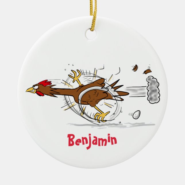 Décoration En Céramique Illustration amusante de poulet cool (Devant)