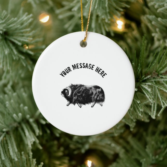 Décoration En Céramique Illustration Black Muskox personnalisée (Arbre)