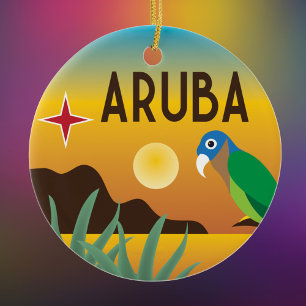 Décoration En Céramique Illustration colorée des Caraïbes d'Aruba