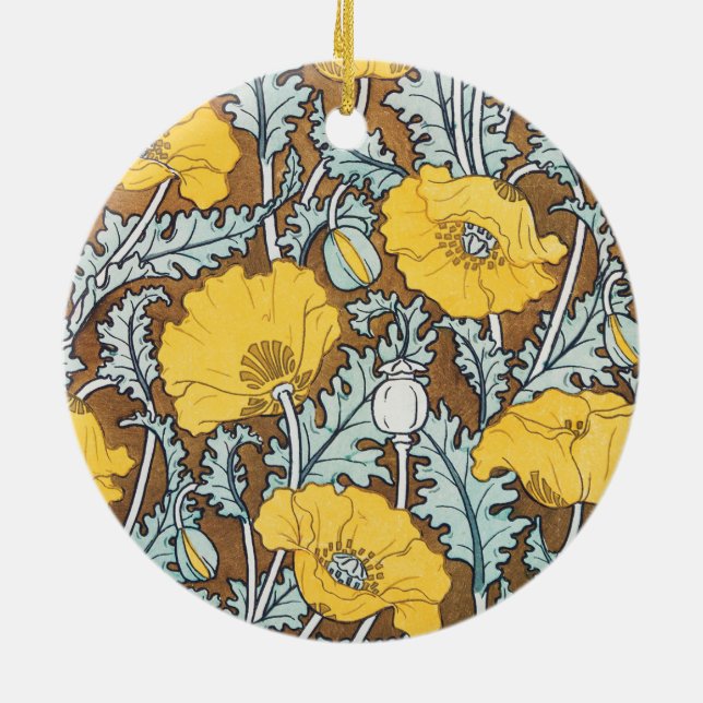 Décoration En Céramique illustration d'art pavot fleur jaune (Dos)