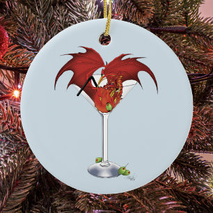 Décoration En Céramique Illustration de fantaisie de cocktail Dragon Marti