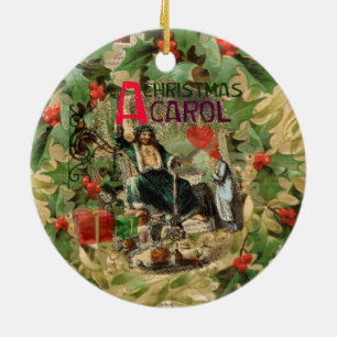 Décoration En Céramique Illustration de l'esprit de Noël présent Scrooge