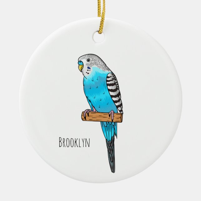 Décoration En Céramique Illustration de l'oiseau bleu budgerigar (Devant)