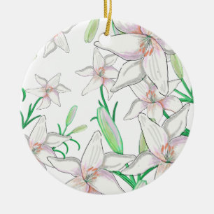 Décoration En Céramique Illustration de lys blancs   