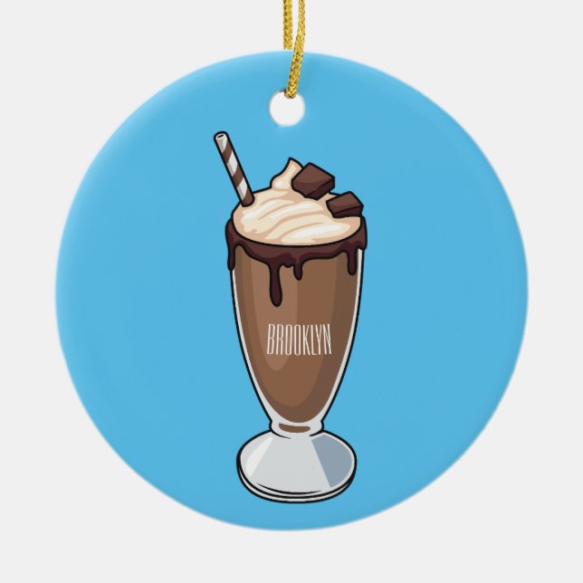 Décoration En Céramique Illustration de milk-shake au chocolat (Devant)