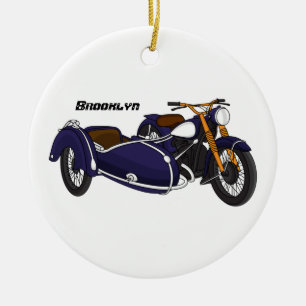 Décoration En Céramique Illustration de moto pourpre Sidecar