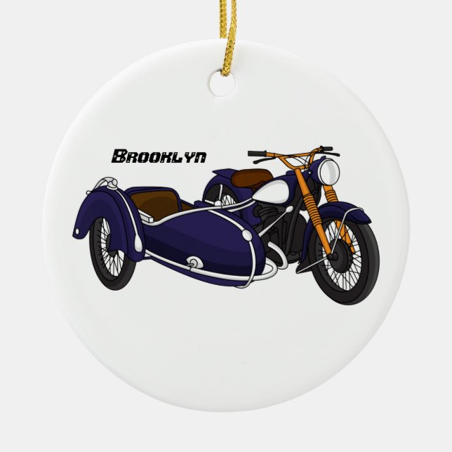 Décoration En Céramique Illustration de moto pourpre Sidecar (Devant)