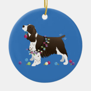 Décoration En Céramique Illustration de Noël Brown Springer Spaniel