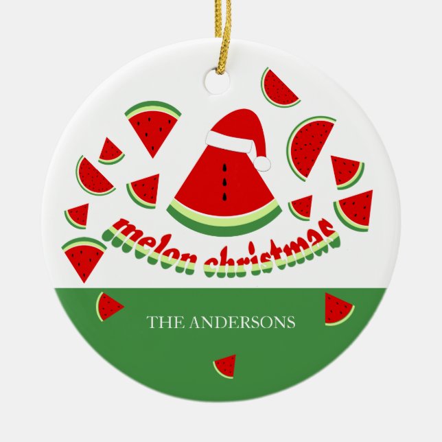Décoration En Céramique Illustration de Noël mignonne Melon Joyeux (Devant)
