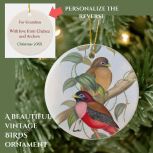 Décoration En Céramique Illustration d'oiseau Vintage personnalisé + Noël 