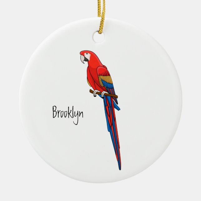 Décoration En Céramique Illustration du perroquet de macaw Scarlet (Devant)