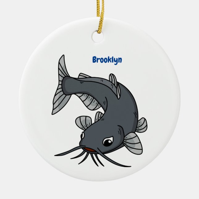 Décoration En Céramique Illustration du poisson-chat mignon (Devant)