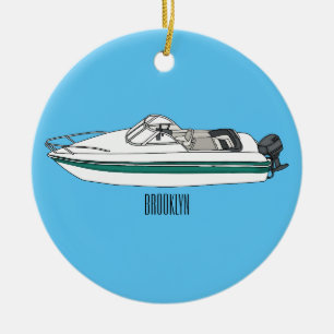 Décoration En Céramique Illustration d'un bateau à moteur