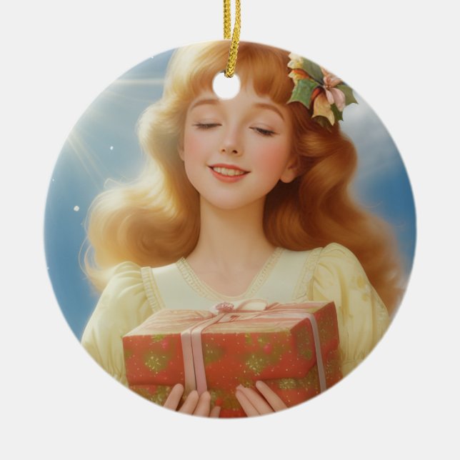 Décoration En Céramique Illustration rétro de Noël (Devant)