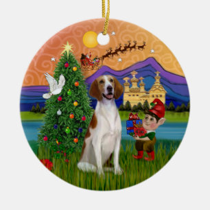 Décoration En Céramique Imaginaire de Noël - Foxhound américain