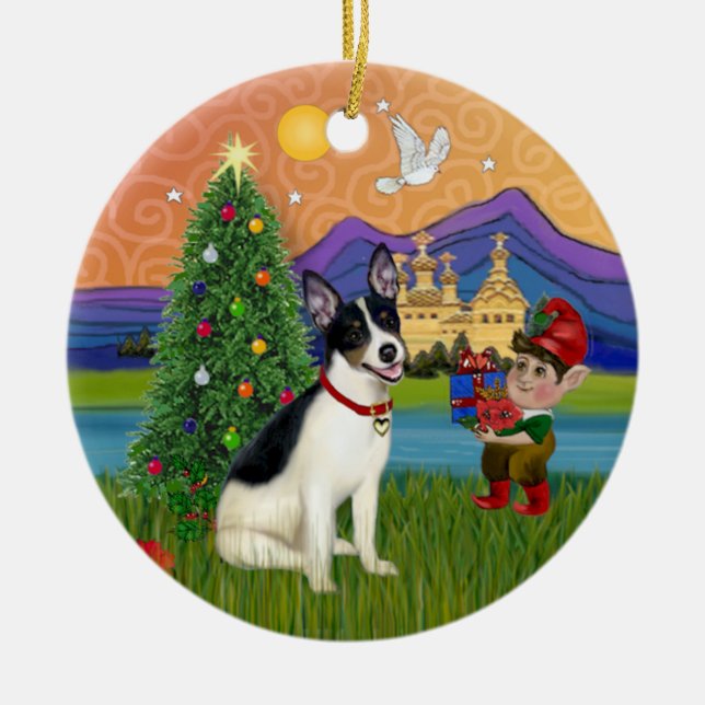 Décoration En Céramique Imaginaire de Noël - Rat Terrier (Devant)