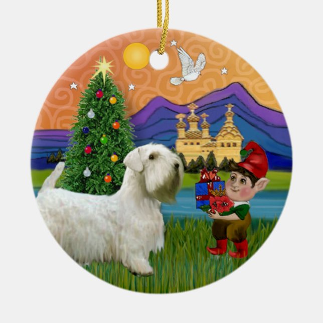 Décoration En Céramique Imaginaire de Noël - Sealyham Terrier (Devant)
