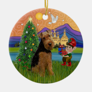 Décoration En Céramique Imaginaire de Noël - Welsh Terrier