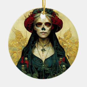Décoration En Céramique Imaginaire foncé Gothique Skull Femme