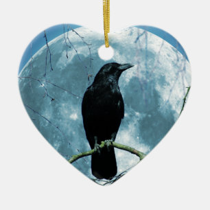 Décoration En Céramique Imaginaire gothique de nuit de lune de Raven de