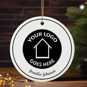 Décoration En Céramique Immobilier Société Personnalisé Logo Realtor Noël