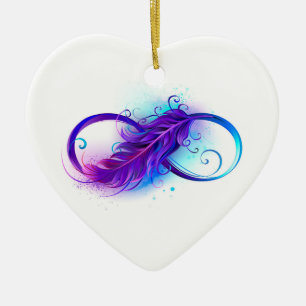 Décoration En Céramique Infinity with purple feather