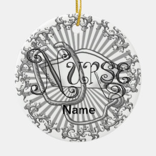 Décoration En Céramique Infirmière aux lettres d'argent