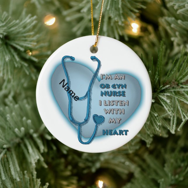 Décoration En Céramique Infirmière Blue Heart ObGyn (Arbre)
