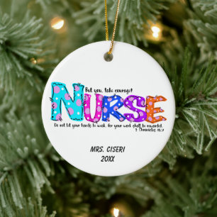 Décoration En Céramique Infirmière colorée et personnalisée