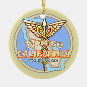Décoration En Céramique Infirmière de Californie Caducée