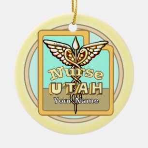 Décoration En Céramique Infirmière de l'Utah Caducée