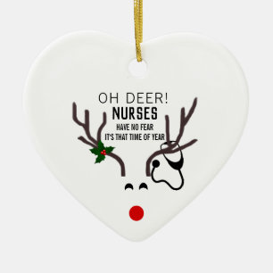 Décoration En Céramique Infirmière de Noël amusante Stethoscope Reindeer