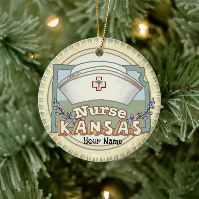 Décoration En Céramique Infirmière du Kansas (Arbre)