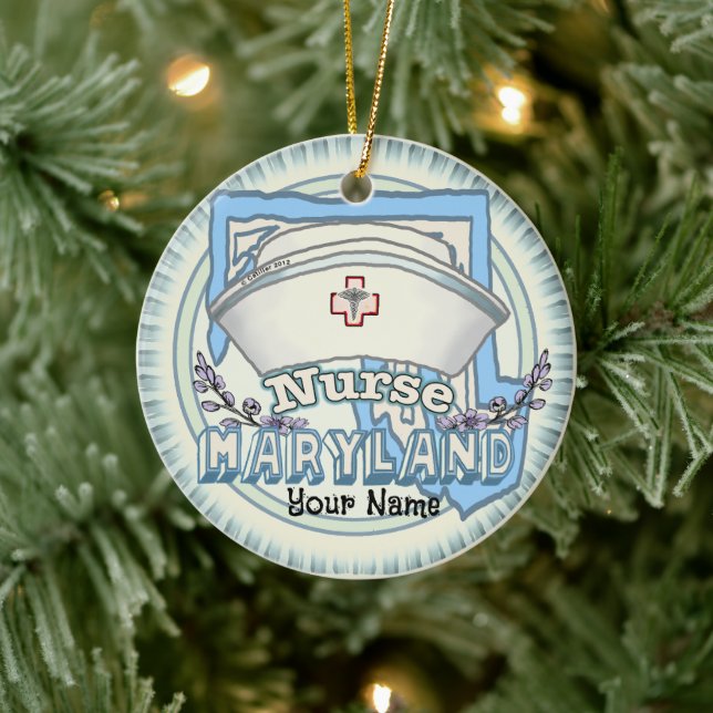 Décoration En Céramique Infirmière du Maryland (Arbre)