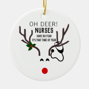 Décoration En Céramique Infirmière Funny Noël Stethoscope Reindeer